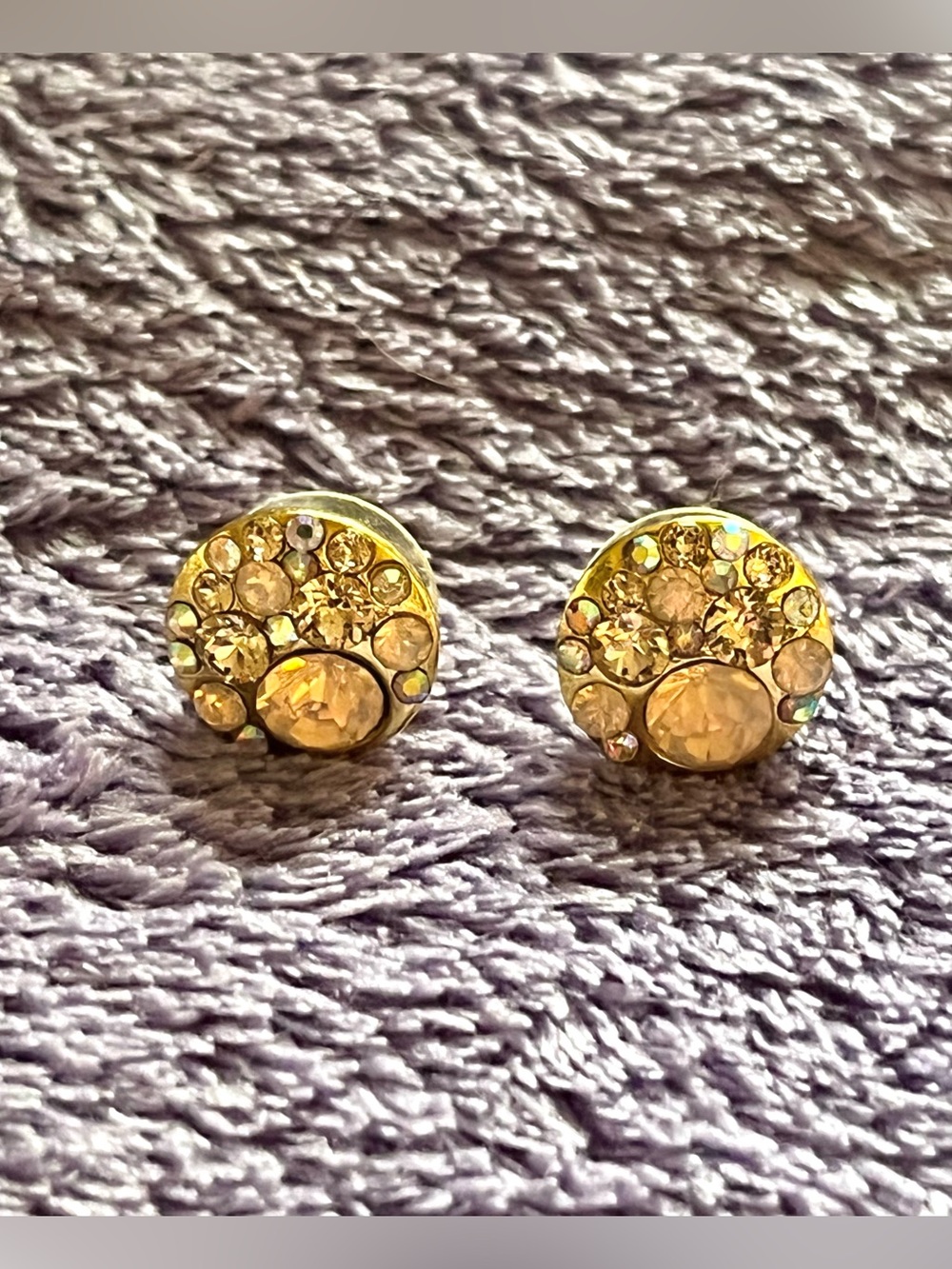 Betsey Johnson goldtone pink circle crystal rhinestone stud earrings